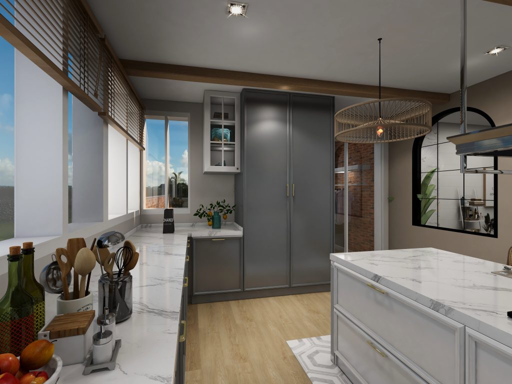 cocina moderna con isla y estilo clasico