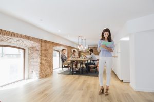 woman with file posing office
